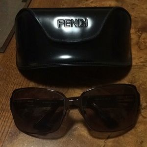 Fendi metal frame glasses with case